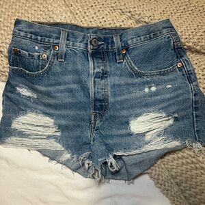 Levi 501 Distressed Denim Women Shorts